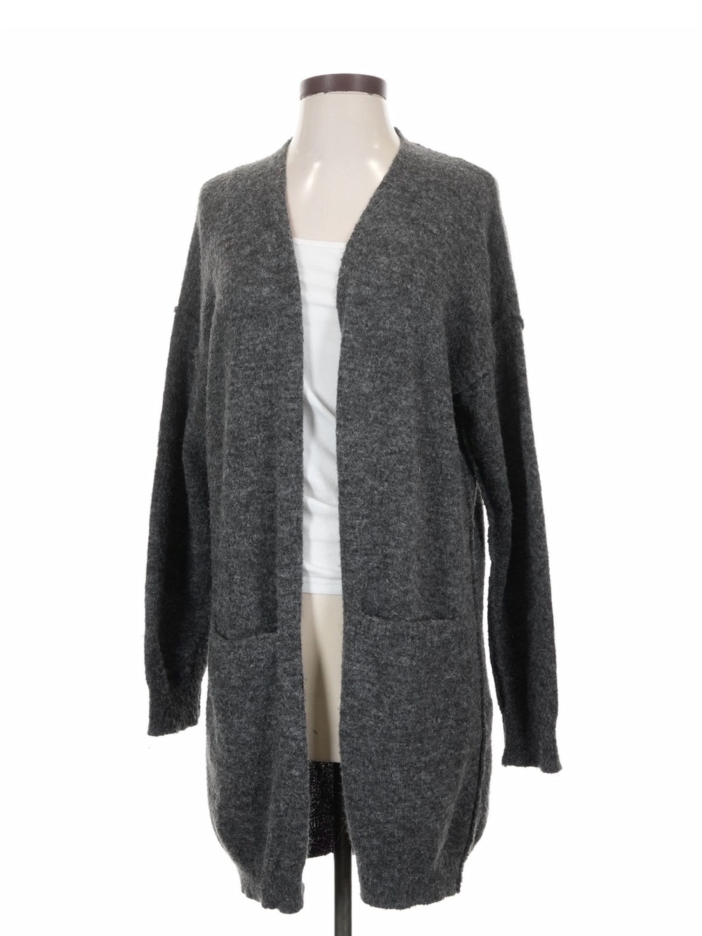 Anthropologie Gray Oversized Soft Knit Pocket Cardigan Small Cozy Winter